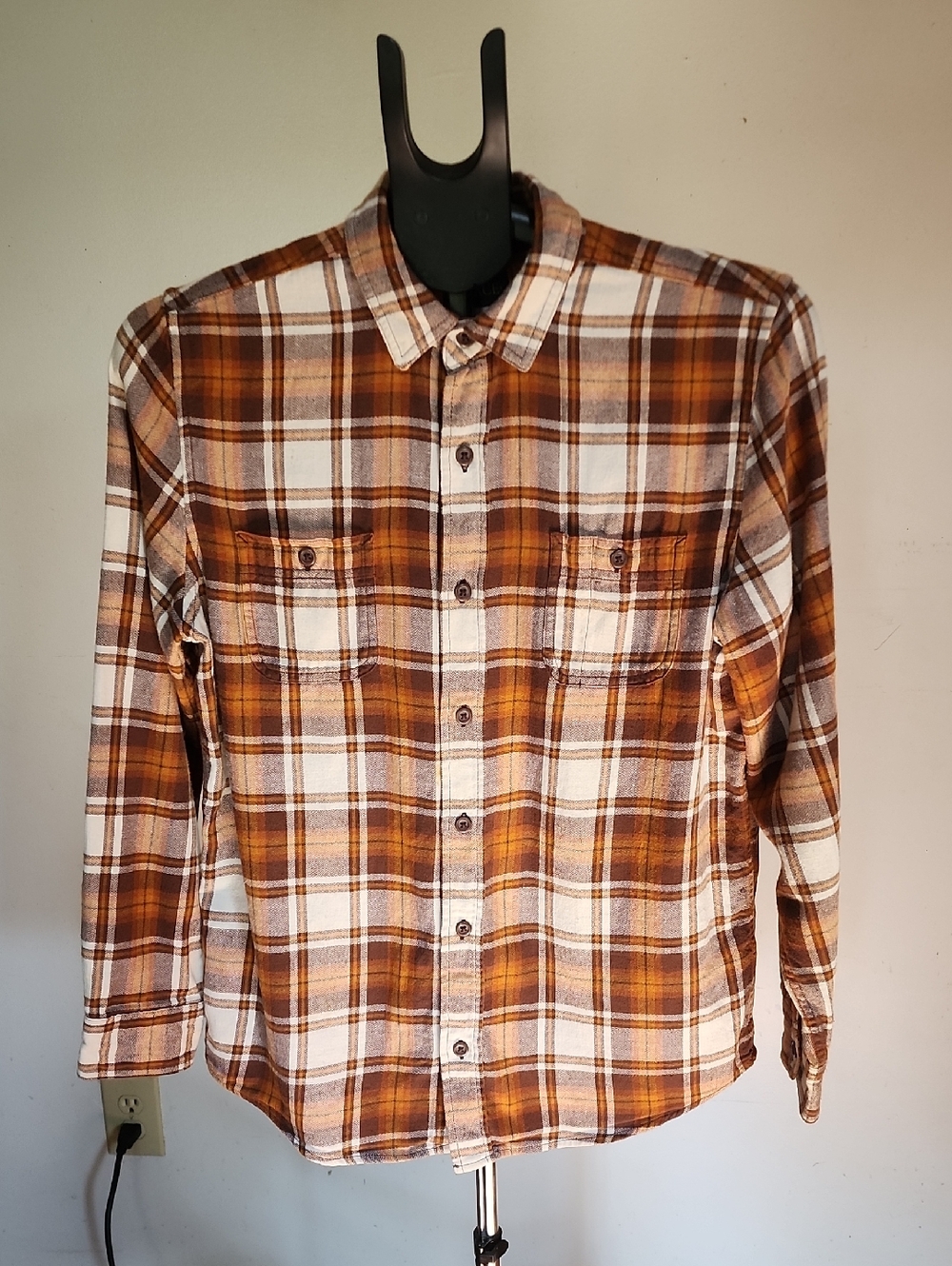 Place Brown and White Plaid Long-Sleeve Button-Down Shirt